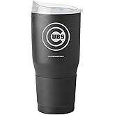 Logo Brands Premium Powder Coat Double Wall Stainless Steel Ultra Travel Tumbler (Black, 30oz, Chicago Cubs)