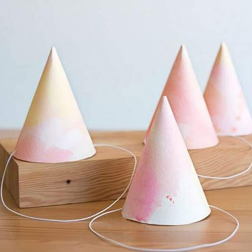 Weoxpr 40 Pieces White Party Cone Hats DIY Fun Birthday Party Paper Cones Hat for Kids Adults Art Craft Party Supplies: Clothing