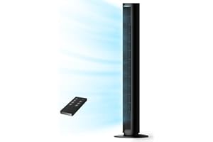 PHILODECO Tower Fan For Bedroom, 40 Inch Bladeless Fan, 80 ° Oscillating Fan, Silent Floor Fan With Remote Control Led, 4-Speed Multiple Modes, 7h Timer, Large Air Outlet