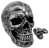 Ebros Death Curse Gothic Metallica Human Skull Ashtray Resin Figurine Day Of The Dead Halloween Spooky Decor Cigarette Ashtray With Lid