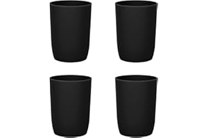 Topsky Toothbrush Tumblers Set of 4 Plastic Toothbrush Cups for Adults, Teens and Children (280ml, Black)