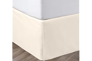 SGI bedding 12 Inch Drop Bed Skirt Queen Size with Platform to Stay in Place Elegant Pleated Design with Split Corners Wrinkle Resistant Fabric for Modern and Stylish Look - Cream