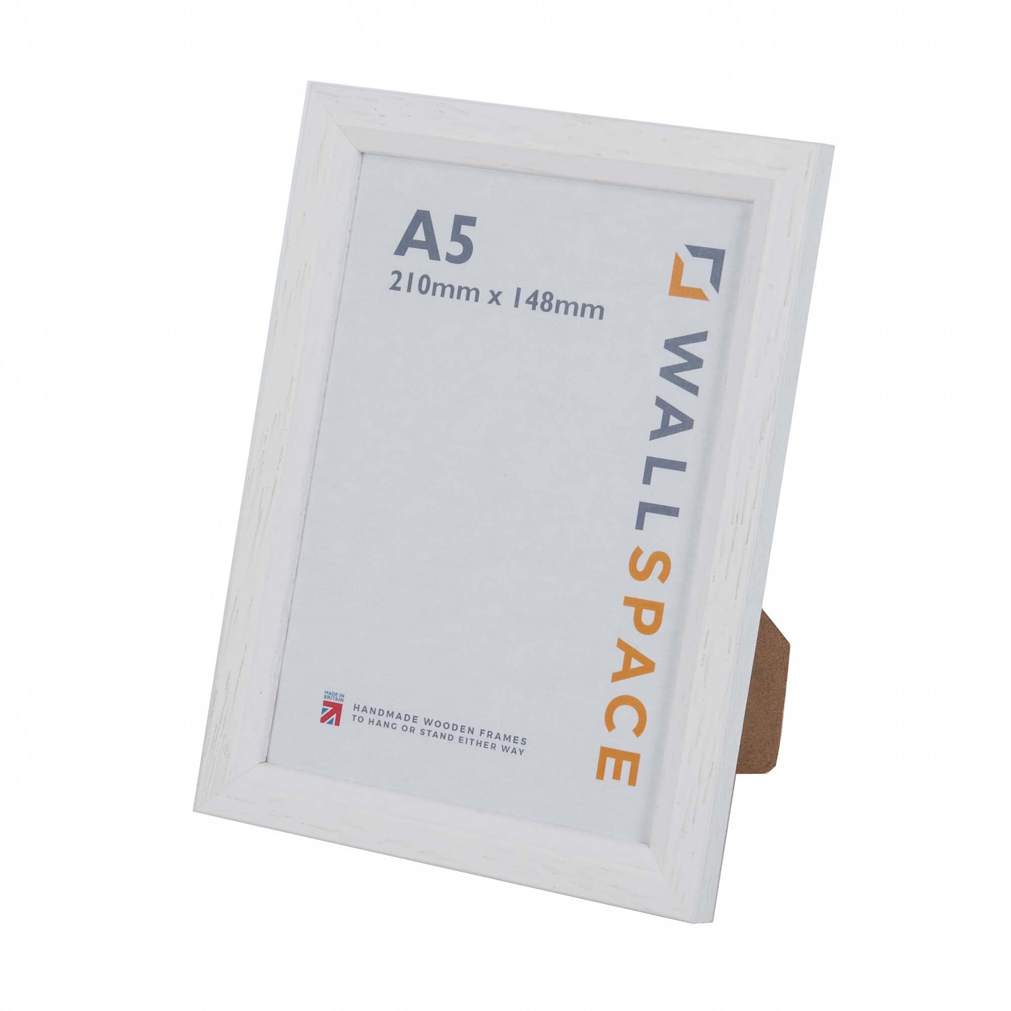 Wall Space A5 Bevelled White Picture Frame | White A5 Photo Frame | 210x148mm | 210 x 148mm | 21.0x14.8cm | Solid Wood Wooden with Real Glass | Handmade in UK — image 1