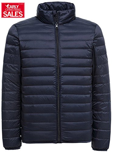 GEEK LIGHTING Men's Hooded Packable Jacket Ultra Light Weight Short Down Coats Indigo Without Hooded US Large/Tag XXX-Large