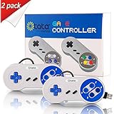 2 Pack Retro SNES USB Controller, kiwitatá Classic Super Nintendo USB Controller Gamepad for Windows PC Mac Raspberry Pi New color