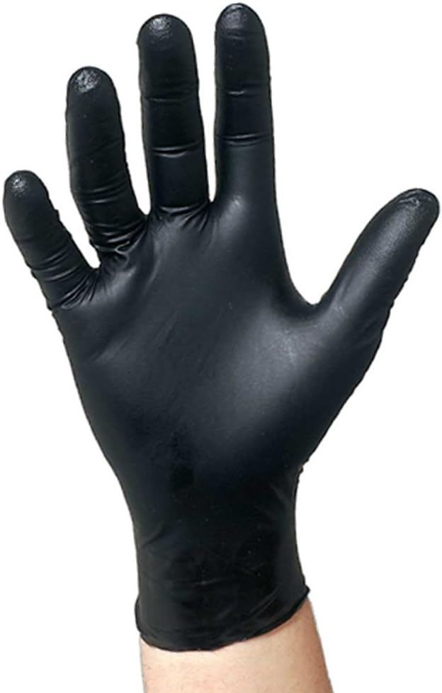 Black Nitrile Disposable Gloves Powder Free Textured Fingertips 4.5 Mil Thickness Latex Free Medical Examination Glove-Size MD (Pack of 100 Gloves)