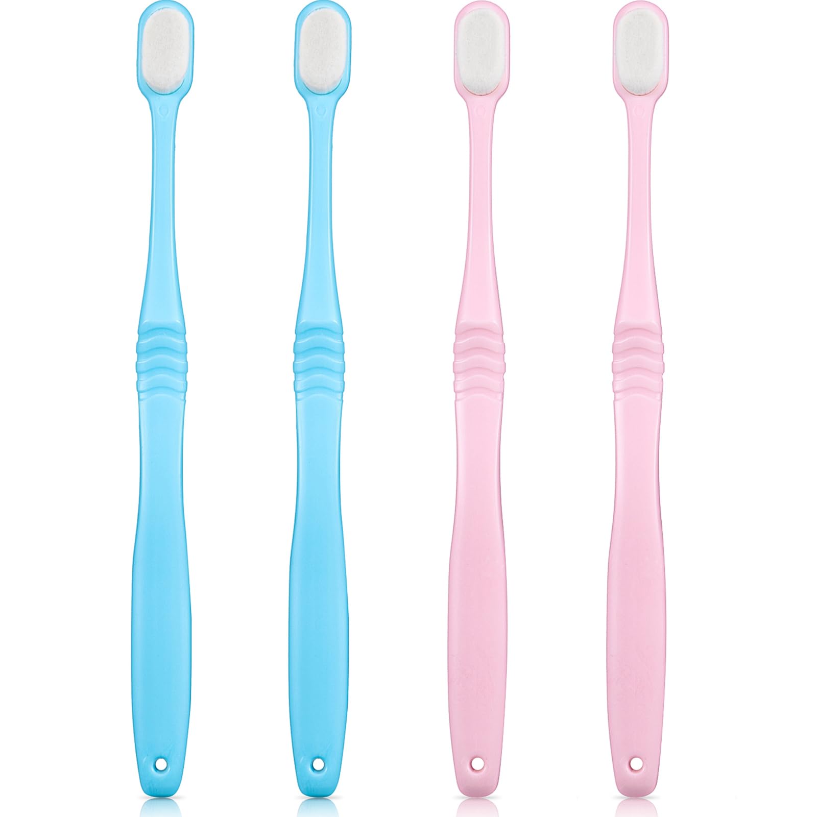 4 Pieces Extra Soft Toothbrushes Micro Nano Manual Toothbrush for Sensitive Gums with 20,000 Extra Soft Bristles for Fragile Gums Adult Kid Children (Blue, Pink)