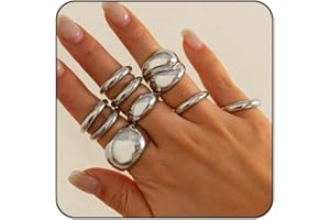 ONBRIG Chunky Gold & Silver Rings Set - Bold Dome Statement Rings for Women
