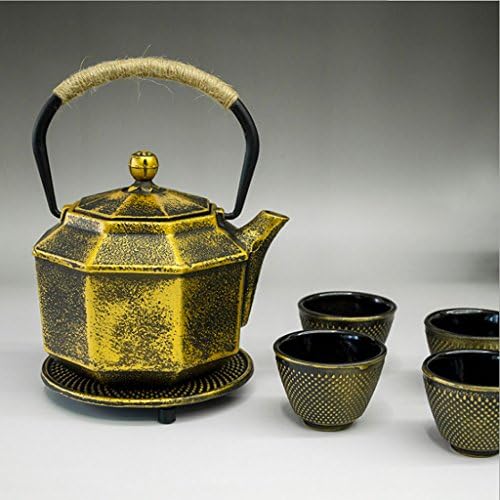 Teapot Iron Kettle, Cast Iron Kettle, Handmade, Uncoated, Copper Lid, Tea Set 1300ML (4kg) (PATTERN : 6)