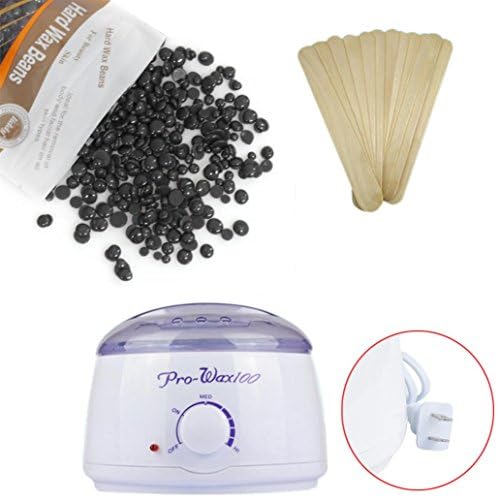Auwer Hair Removal Hot Paraffin Wax Warmer Heater Pot Machine Depilatory Hard Wax Bean Set Full Body Wax Beads Bikini Wax For All kinds of Women and Men Skin Types 100g (E)