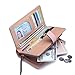 VODIU Women's Long Leaf Bifold Wallet Leather Card Holder Purse Clutch Wallet (4Blue)