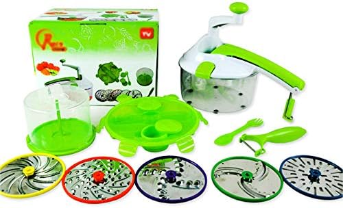 LLYY Food Chopper Onion Vegetable Slicer Dicer with 5 Blades Spiral Mandolin Dicing Machine All in One Multi-Function [Energy Class A]