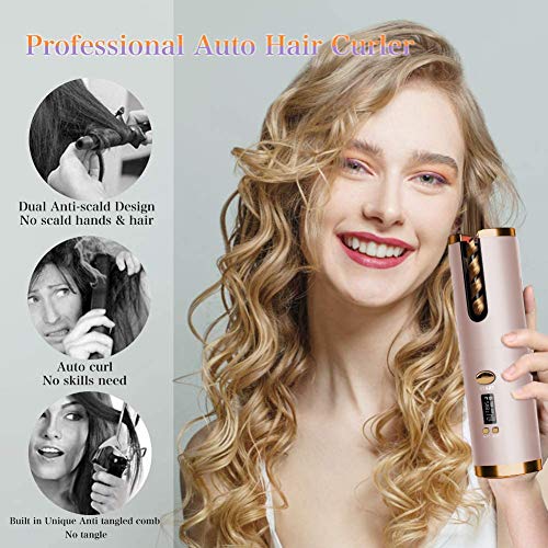 Cordless Auto Curler, Automatic Curling Iron, Rechargeable Auto Hair