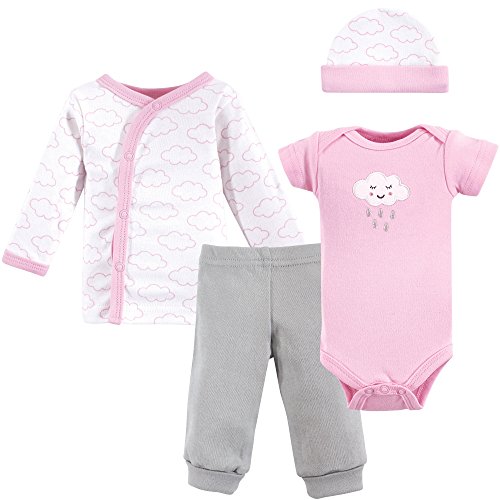 Luvable Friends Unisex Baby Preemie Layette Set, 4-Piece, Girl Cloud (P)