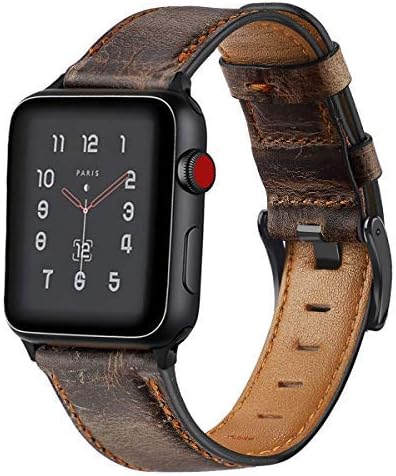 KEYSJEFF Compatible with Apple Watch Band 42mm 38mm 44mm 40mm Replacement Genuine Leather Vintage Strap Wristband for Iwatch Bands Men Women 83011 (Dark Brown,38mm/40mm)