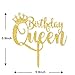 Talorine Queen Birthday Cake Topper Gold Acrylic Happy Birthday Cake Topper, 16th - 18th - 21st - 30th - 40th - 50th - 60th - 70th - 80th - 90th - 100th Cake Toppers Birthday Party Decoration