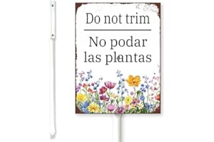 Ymaotrade 8×12in Sturdy Aluminum Yard Signs Rust Free Weatherproof, Do Not Trim Bilingual Sign, Rustic Floral Design for Gard