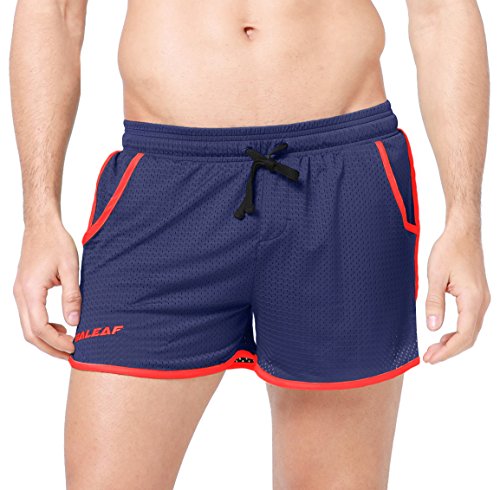 Baleaf men s workout running mesh pocket shorts dark pu…