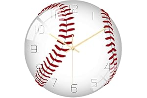 GENERIC Baseball Clock for Boys Room,Baseball Themed Clock 12 Inch - Silent Wall Decor for Sports Bedroom, Man Cave and Sports Fan Wall Clocks