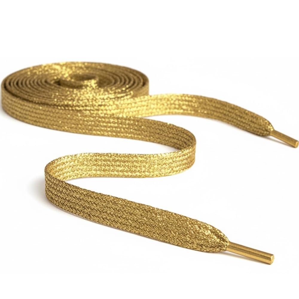 Smart Laces 80cm / 31" Long Gold Flat Metallic Sparkle Glitter Shoe laces, Ideal Shoelaces for Kids Girls Childrens & Womens Converse, Nike, Adidas, Vans Trainer