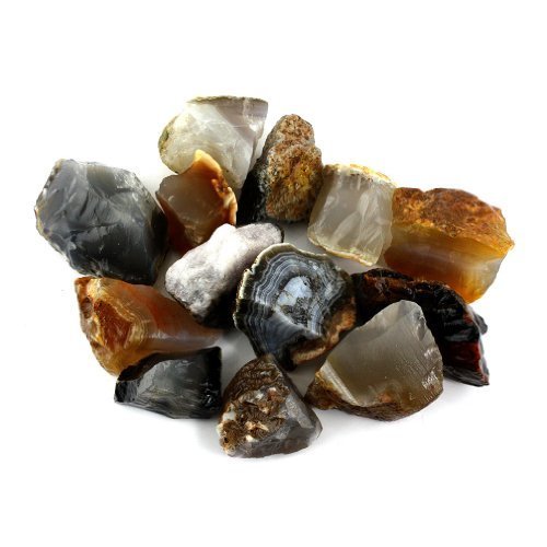 Crystal Allies Materials: 1lb Bulk Rough Agate Stones from Brazil - Large 1" Raw Natural Crystals for Cabbing, Cutting, Lapidary, Tumbling, and Polishing & Reiki Crystal HealingWholesale Lot