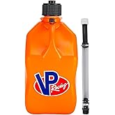 VP Racing 3572-CA, 5.5-Gallon Square Motorsport Jug Orange w/ 14" Deluxe Hose Close-Trimmed Cap and Neck for Tight Seal (1 Pack)