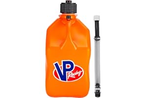 VP Racing 3572-CA, 5.5-Gallon Square Motorsport Jug Orange w/ 14" Deluxe Hose Close-Trimmed Cap and Neck for Tight Seal (1 Pack)