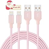 iPhone Charging Cord, Marchpower Denim Braided 2 Pack 6FT Apple Lightning Cable USB Sync& Charge Cord for iPhone SE iPhone 7 7Plus 6S 6 5 5s 5c iPad Air 2 Mini 4 iPad Pro iPod Touch 5(Light Pink)