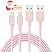 iPhone Charging Cord, Marchpower Denim Braided 2 Pack 6FT Apple Lightning Cable USB Sync& Charge Cord for iPhone SE iPhone 7 7Plus 6S 6 5 5s 5c iPad Air 2 Mini 4 iPad Pro iPod Touch 5(Light Pink)