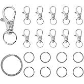 50 PCS in 25 Sets, Metal Swivel Snap Hooks and Key Rings, Premium Keychains Clips, Snap Hooks and Sturdy Key Ring, 25 Keychain Clips & 25 Key Ring for Keychain Clip, Jewelry Making, Crafts (Silver)