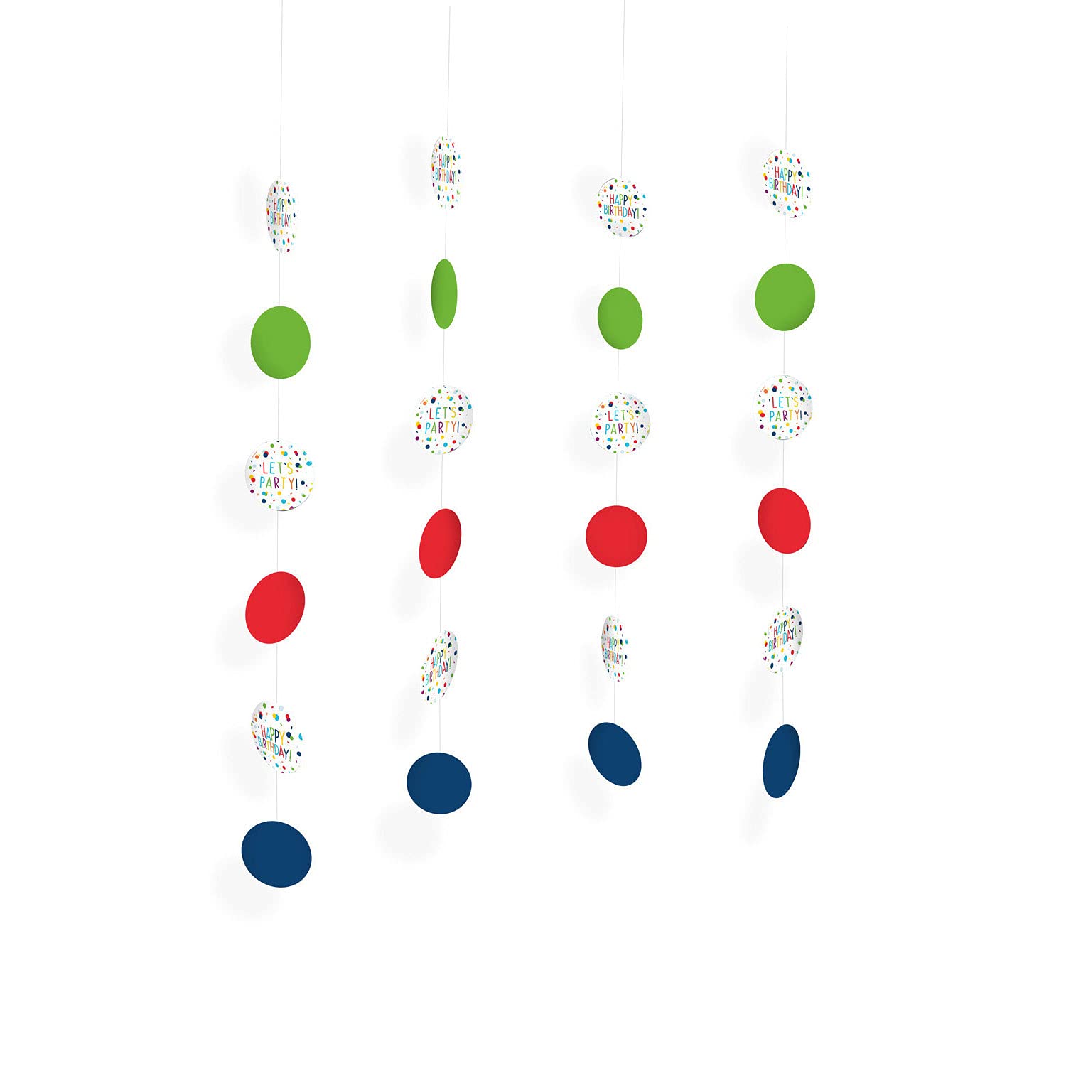 (PKT) 4 Confetti Birthday String Decorations 1.3m — image 1
