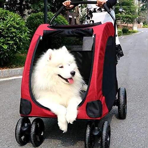 4輪 ペットベビーカー ポータブル New売り切れる前に ジョギング ペット用バギー ペットトレーラー 式 ポンド レッド 大 1 読み込み 犬 の キャリア散策カート