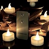 Youngerbaby 12pcs Warm White Flameless Led Tealights Candle with Remote Control Realistic Flicker Battery Operated Tea Light Candles for Wedding Party Christmas Garden Night Lights Table Centerpiece