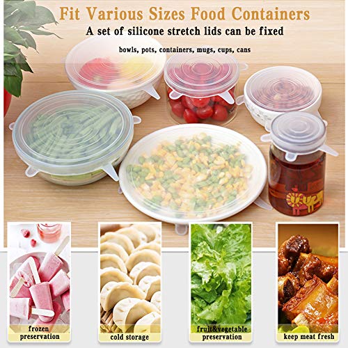 Cosyzone Silicone Stretch Lids 12 Pack Reusable Durable Food Bowl Covers Fits Various Shapes Sizes Container As Seen On TV- Safe in Dishwasher, Microwave and Freezer