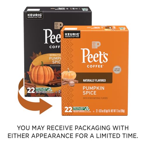 PEET’S COFFEE, FLAVORED LIGHT ROAST KEURIG K-CUP PODS – PUMPKIN SPICE 22 COUNT (1 BOX OF 22 K-CUP PODS)