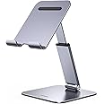 UGREEN Tablet Stand Holder for Desk Height Adjustable Aluminum Foldable Desktop Tablet Holder Wide Base Dock Multi-Angle Riser Compatible with 2024 iPad Pro 13 12.9, 11, 10.5 Air Mini 6 5, Grey