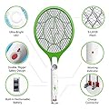 Bug Zapper Rechargeable Racket, Insect Fly Killer, Mosquito Repellent Electric Swatter, Eliminates Most Flying Pests, LED Flashlight, Unique 3-Layer Safety Mesh