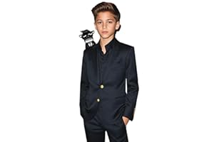 Black n Bianco Boys' Golden Age Slim Fit Blazer Jacket with Brass Buttons Presented by The Black Ring Pirates