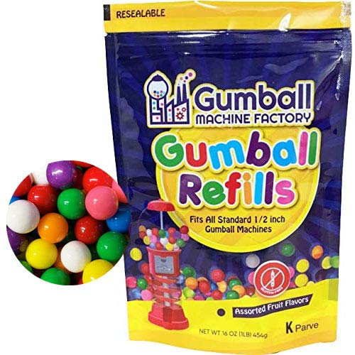 Gumballs Refill for Gumball Machines - Assorted Fruit Flavored Bubble Gum 1 pound