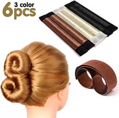 Eliace 6 Pieces Buns Maker Women Girls Kids Magic DIY Professional Hair Bun Making Styling Curler Roller Tools with 3PCS Rabbit Ears Rubber Rope Hair (Color Randomly)
