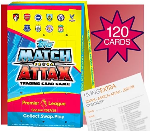 Topps Match Attax Advent Calendar 17/18 with 120 Cards. Includes Limited Edition Gold Card. Plus 12 page LivingExtra Checklist Guide and Bonus 2016 Harry Kane Gold Card.