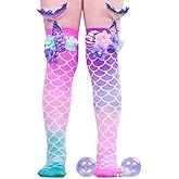 MADMIA Mermaid Tails Knee-High Socks – Colorful Dress-Up Socks for Kids & Adults, Fun Crazy Sock Day Gift