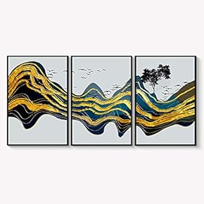 Framed Canvas Wall Art for Living Room, Bedroom Abstract Landscape Dream Place Canvas Prints for Home Decoration Ready to Hanging - 16"x24"x3 Panels