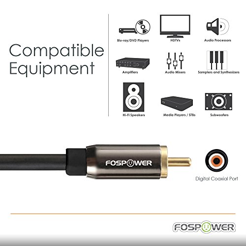image for FosPower (3 Feet) Digital Coaxial Audio Cable [24 K Gold Plated Connec