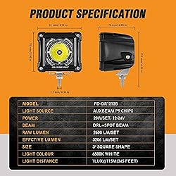 Auxbeam 3 Inch LED Cubes with DRL 2 Modes LED Light