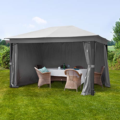 TOOLPORT Gartenpavillon 3x4 m ALU Premium ca. 220 g/m² Dachplane wasserdicht Pavillon 4 Seitenteile Gartenzelt hellgrau ca. 9x9cm Profil – Bild 5