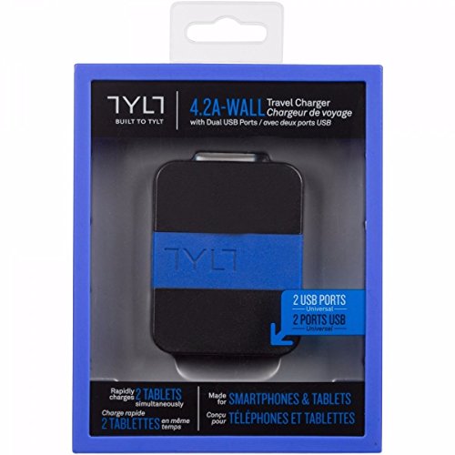 TYLT 4.2A-WALL AC Travel Charger - Retail Packing - USBTC42BL-T - Blue