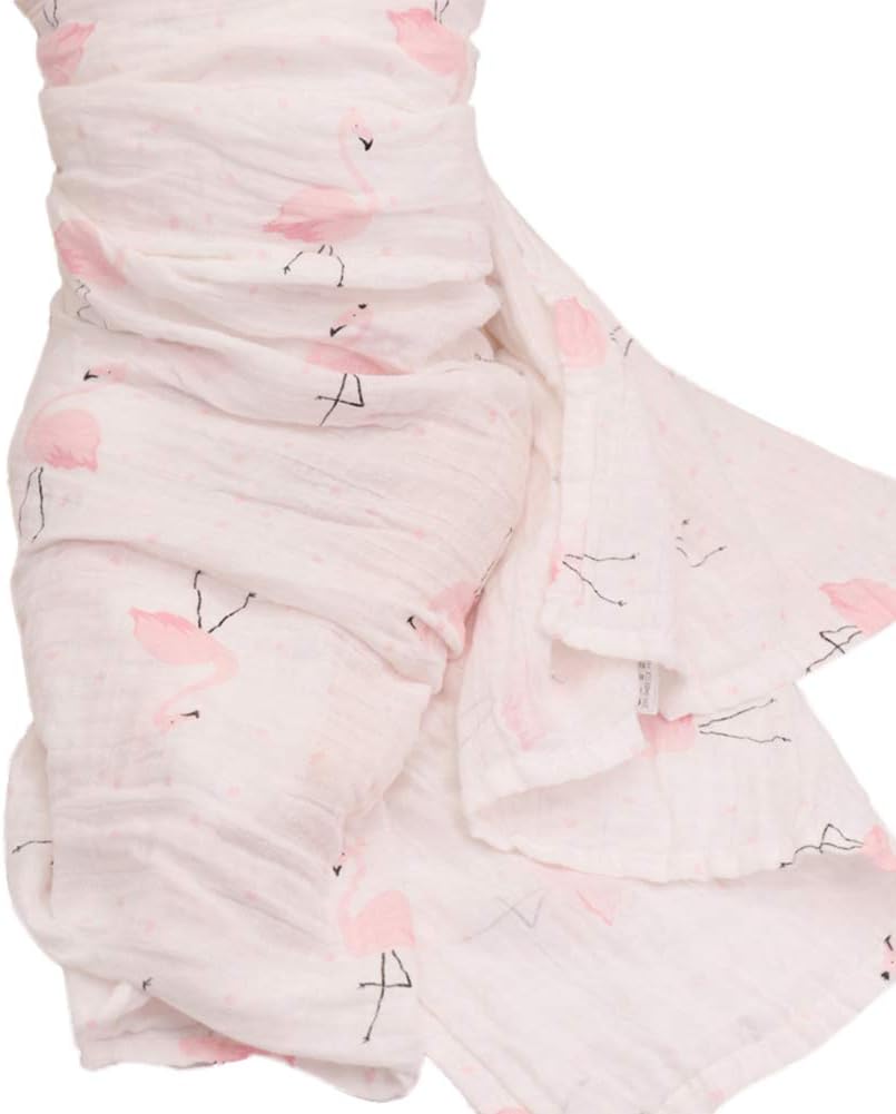 Anniston Baby Accessories, 120cm Animal Print Cotton Gauze Muslin Absorbent Baby Swaddle Blanket Bath Towel Perfect Fun time Play Activity for Infants & Toddlers, Flamingo#