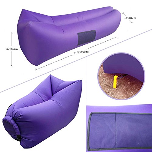 Easycouch Inflatable Lounger With Travel Bag,Waterproof Ripstop Polyester,Gift for indoor or outdoor (puprple-1)