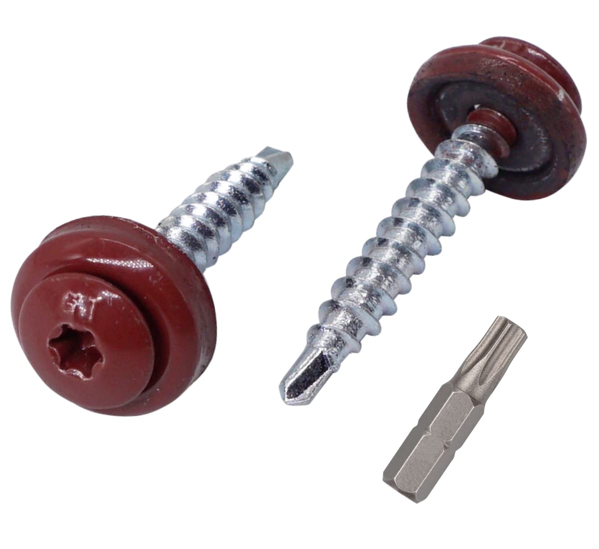 (Pack of 60 pcs) Metal Roofing Torx Screws, 4.8 x 35 mm Painted Self-Drilling Screws With EPDM Washers, Sheet Metal Screw (60, Oxide Red RAL 3009) โ image 1